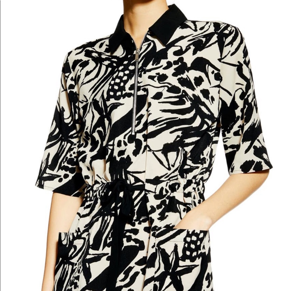 Topshop Front Zip Midi Shirtdress Size 6 Petite